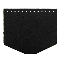 Крышечка для сумки Абстракция с кругом, 19,4см*16,5см, дизайн №2024, 100% кожа (черный)