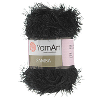 Пряжа YarnArt 'Samba' травка 100гр 150м (100% полиэстер) (02 черный)