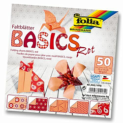 Бумага для оригами 80г/м², узоры на красн. фоне, 15х15см, 50 л. (462/1515) Folia