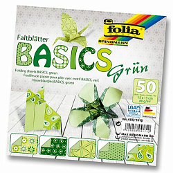 Бумага для оригами 80г/м², узоры на зелен. фоне, 15х15см, 50 л. (465/1515) Folia