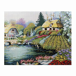 GZ016 Мозаика на деревянной основе 'Дом у озера', 40*50см