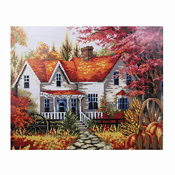 GZ017 Мозаика на деревянной основе 'Сельский дом', 40*50см