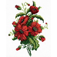 734 (Т31) Набор для вышивания РС-Студия 'Красные цветочки' 26*20 см