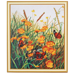 БН-3107 Набор для вышивания бисером Hobby&Pro 'Бабочки на полевых цветах', 25*31 см