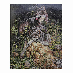 GZ307 Мозаика на деревянной основе 'Семейство волков', 40*50см