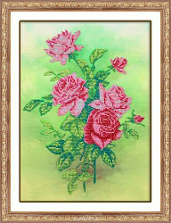 Б1227 Набор для вышивания бисером 'Паутинка' 'Розовые розы', 31*22,5 см