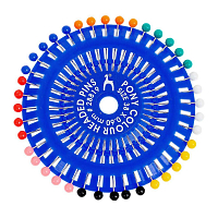 28819 Булавки с цветной головкой 38*0,60мм, металл/пластик, 40шт на диске (10 упак), PONY