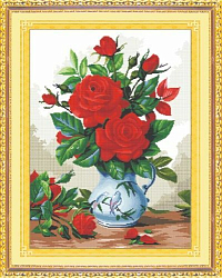 S-022 Набор для вышивания Hobby&Pro 'Красные розы', 37*51 см