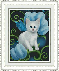 1337 Мозаика Cristal 'Белый кот', 40*50 см