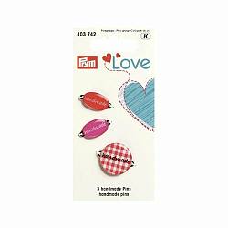 403742 Эмблемы Handmade Prym Love, металл/пластик, красный, упак./3 шт., Prym