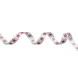 Декоративная лента 'Звезды', DM-007, 15 мм*32,9м серебро/красный