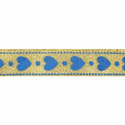Декоративная лента 'Сердечки', DM-002, 15 мм*32,9м золото/синий