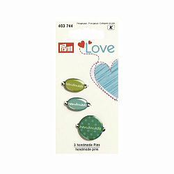 403744 Эмблемы Handmade Prym Love, металл/пластик, зеленый, упак./3 шт., Prym