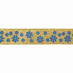 Декоративная лента 'Цветочки', DM-005, 15 мм*32,9м золото/синий