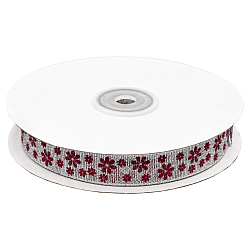 Ленты металлизированные, парча Декоративная лента 'Цветочки', DM-008, 15 мм*32,9м серебро/красный