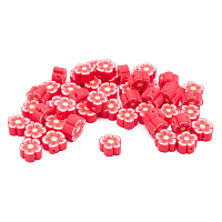 ZZ1345 Бусины из полимерной глины 'Цветы красные', 50шт/упак, Astra&Craft