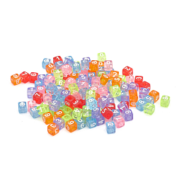 Бусины пластиковые, с цифрами, микс цвета, куб, 6*6мм, 150(+/-5) шт/упак, Astra&Craft