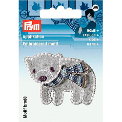 925555 Аппликация Белый медведь с шарфом, серый Prym