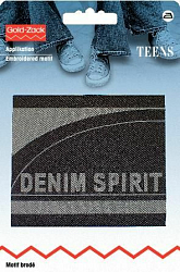 925647 Аппликация прямоугольный джинсовый ярлык серого/черного цв. Denim Spirit Prym