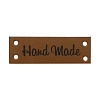 Кожаная бирка пришивная 'Hand Made' 1,4*4см, уп.4шт коричневый