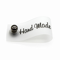 Силиконовая бирка 'Hand Made' с кнопкой черная печать 1,5*7см, уп.4шт