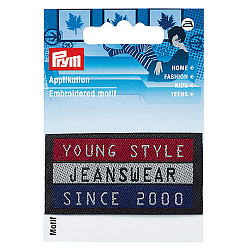 925674 Аппликация прямоугольный джинсовый ярлык серого/красного/синего цв. Young (сталь)yle Prym