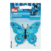 926162 Термоаппликация Бабочка, эксклюзивная, сине-зеленый цв., с бусинами Prym