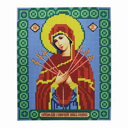 9028 Рисунок на ткани для вышивки бисером Nitex 'Богородица 'Семистрельная'', 14,5*18 см