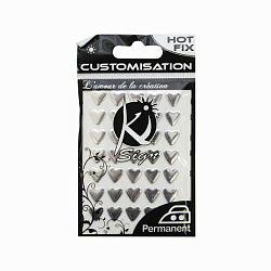 KS-C-METAL004AR Термоклеевые стразы металлик Сердца, серебро, 8х8мм, 35шт Ki Sign