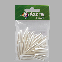 2530 Бусины пластиковые, 'жемчуг', белые, рис, 27*6мм, 42шт/упак, Astra&Craft