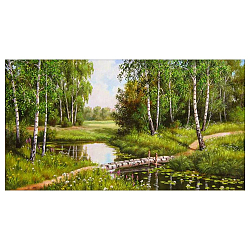 АЖ-1238 Картина стразами 'Алмазная живопись' 'Березовый мостик', 60*33 см