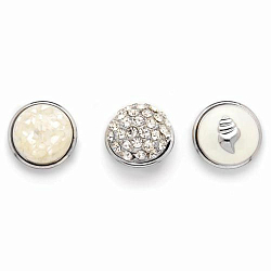 61632114 Декоративные кнопки для украшения, 19 мм, 3шт, слоновая кость/серебряный цвет Glorex