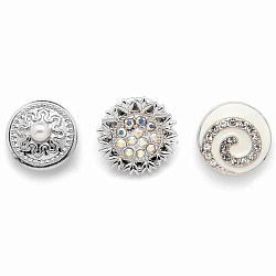 61632115 Декоративные кнопки для украшения, 19 мм, 3шт, белый/серебряный цвет Glorex