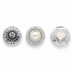 61632116 Декоративные кнопки для украшения, 19 мм, 3шт, розовый/серебряный цвет Glorex