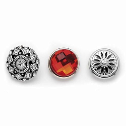 61632119 Декоративные кнопки для украшения, 19 мм, 3шт, рубин/серебряный цвет Glorex