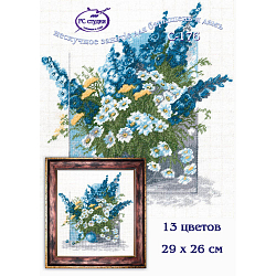 176 Набор для вышивания РC-Студия 'Синие цветочки' 20*18 см