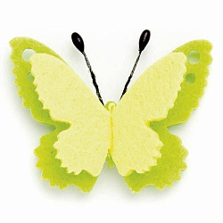 67101361 Бабочка из фетра, самоклеящаяся, 6 шт, 4 x 3 см, цвет: зелёно-жёлтый, Glorex