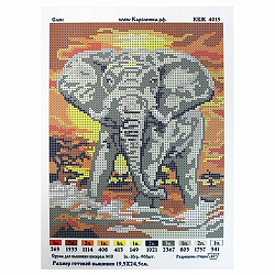 КБЖ-4015 Канва с рисунком для бисера 'Слон', А4