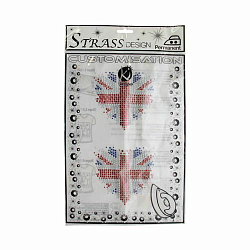 KS-MOSM001 Термоаппликация из страз 'Британский флаг-сердце', металлик, 11*12см Ki Sign