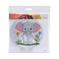 273 Набор для вышивания Hobby & Pro Kids 'Слонёнок в цветах' 19*18см