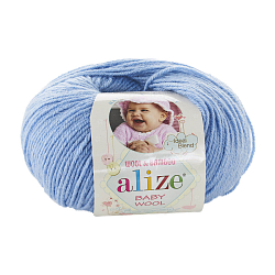 Пряжа ALIZE 'Baby wool' 50гр. 175м. (20% бамбук, 40% шерсть, 40% акрил) ТУ (40 голубой)