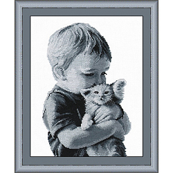 551 Набор для вышивания 'Овен' 'Малыш с котенком', 20х32 см
