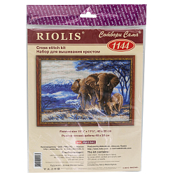 1144 Набор для вышивания Риолис 'Слоны в саванне', 40*30 см