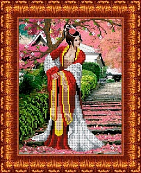КБЛ-4010 Канва с рисунком для бисера 'Японский сад', А4