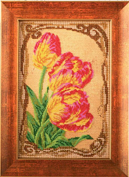В415 Набор для вышивания бисером 'Кроше' 'Бархатные тюльпаны', 17x26 см