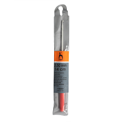 PONY 46202 Крючок вязальный с пластиковой ручкой 2,50мм*14см, алюм. PONY
