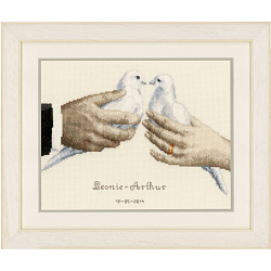 0148587-PN Набор для вышивания Vervaco 'Свадебные голуби' 27x21см