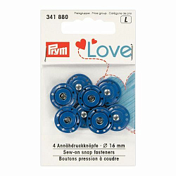 341880 Пришивные кнопки Prym Love, синий, 16 мм, упак./4 шт., Prym