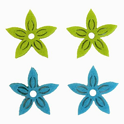 61215102 Фигурки из фетра 'Цветы', 12шт, 30мм, цвет: светло-голубой / светло-зеленый, Glorex