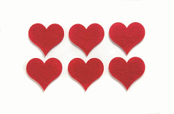 67101314 Фигурки из фетра 'Сердца', 6шт, 6см, цвет: красный, Glorex